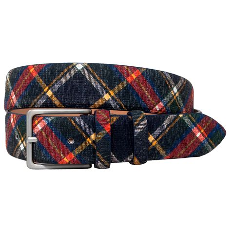 Plaid Leather Belt for Men, High